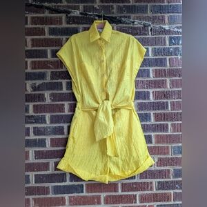 IZAYLA Romper Playsuit-Yellow- Crinkled Taffeta-Sz Large